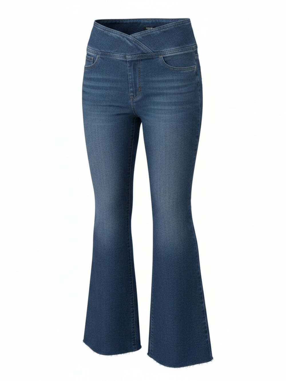 Flamingals  Women's Size 14 Cross-Front Dark Blue Flare Jeans